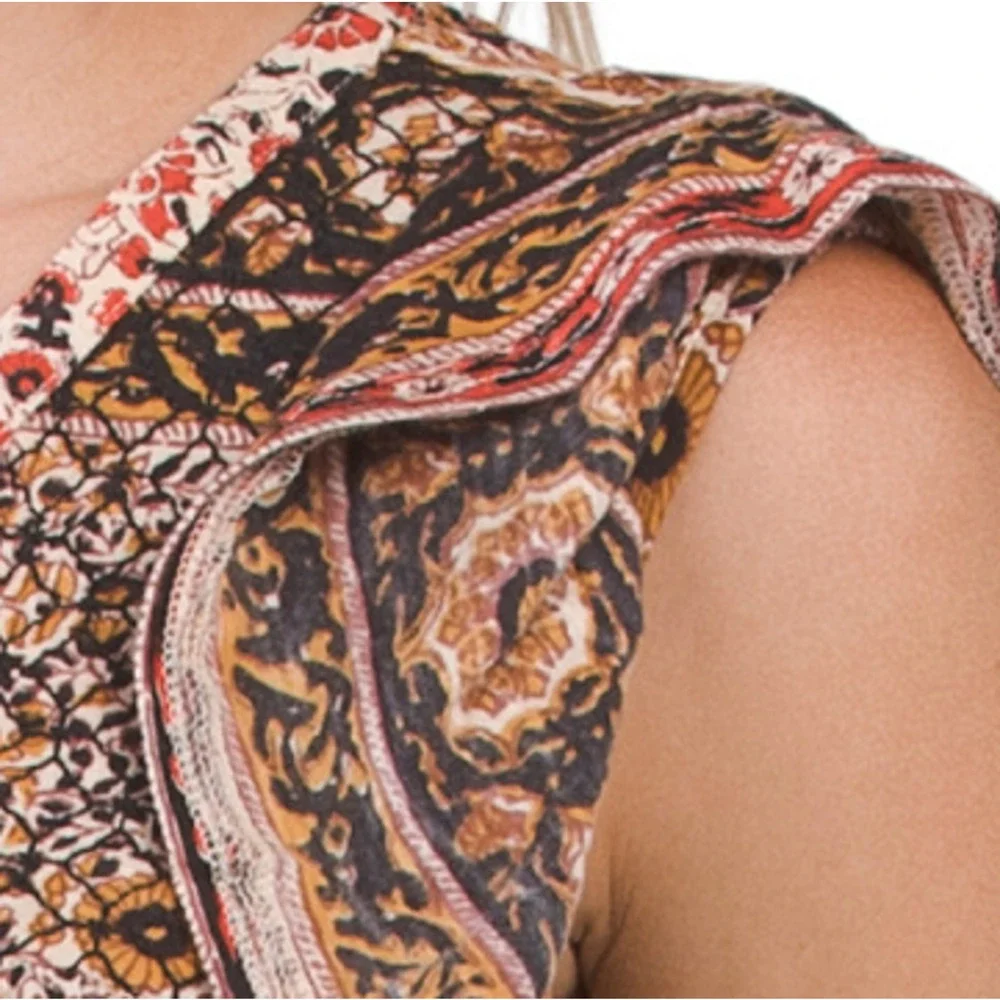 Rachel Zoe Short Sleeve V-neck 100% Cotton Slub Knit Blouse Top Burgandy M - Picture 3 of 12